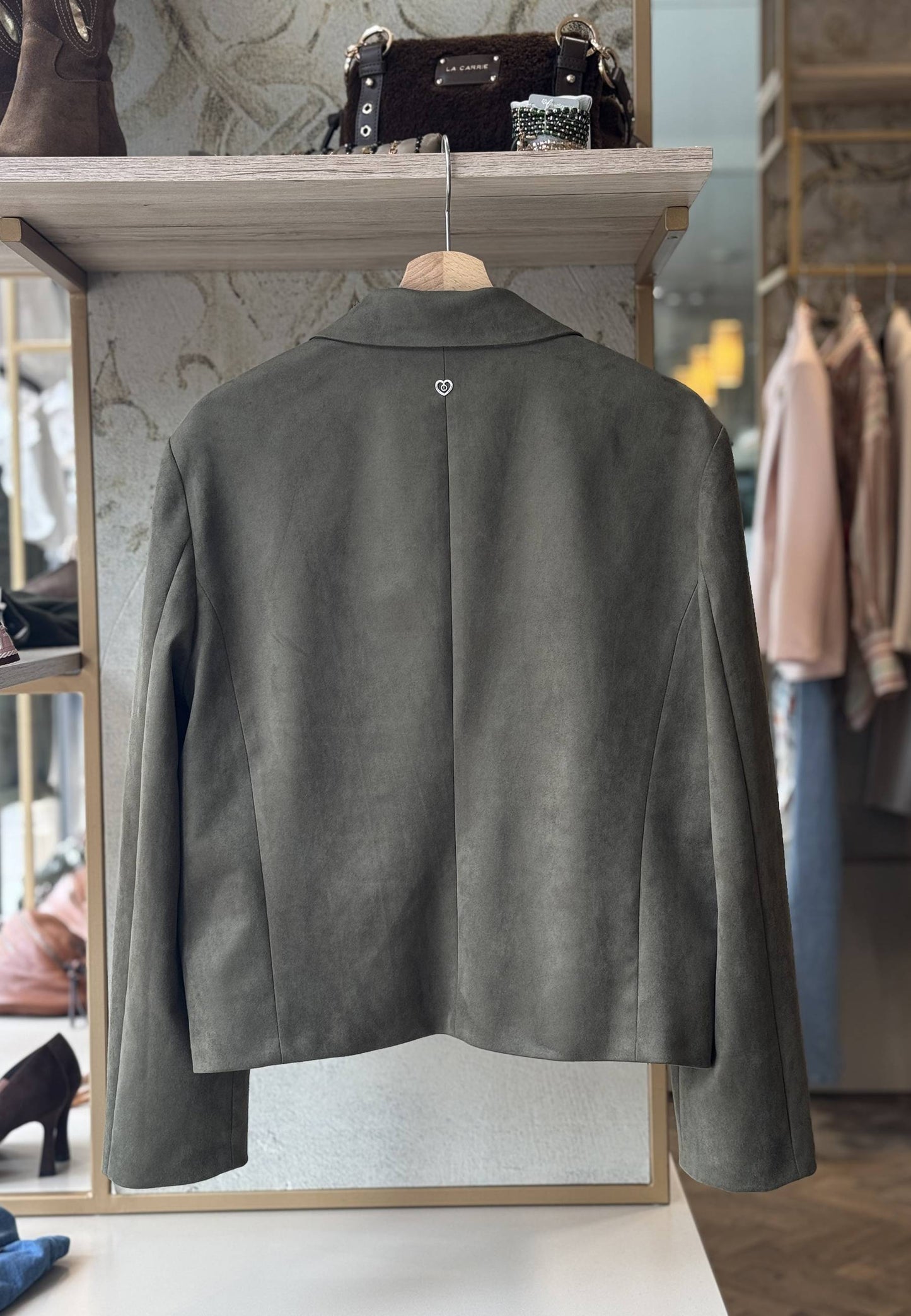 PLEASE - Giacca Monopetto Finto Dainetto Militare