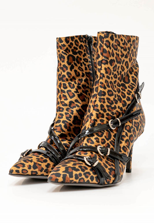 DIVINE FOLLIE – Stiefeletten aus Satin und gepunktetem Lack