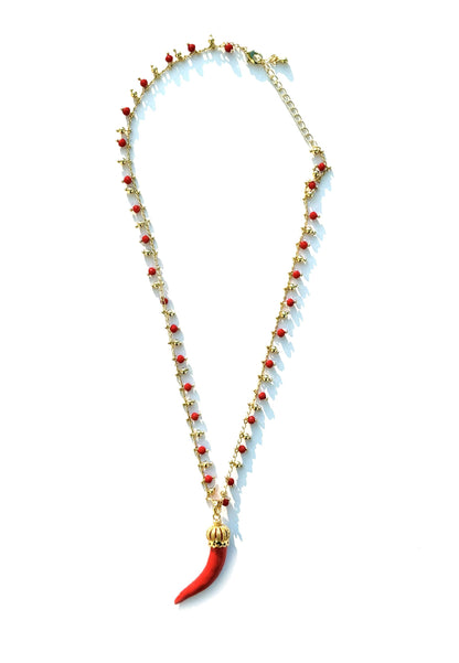 LARA11 - Collana Girocollo Cornetti Rosso