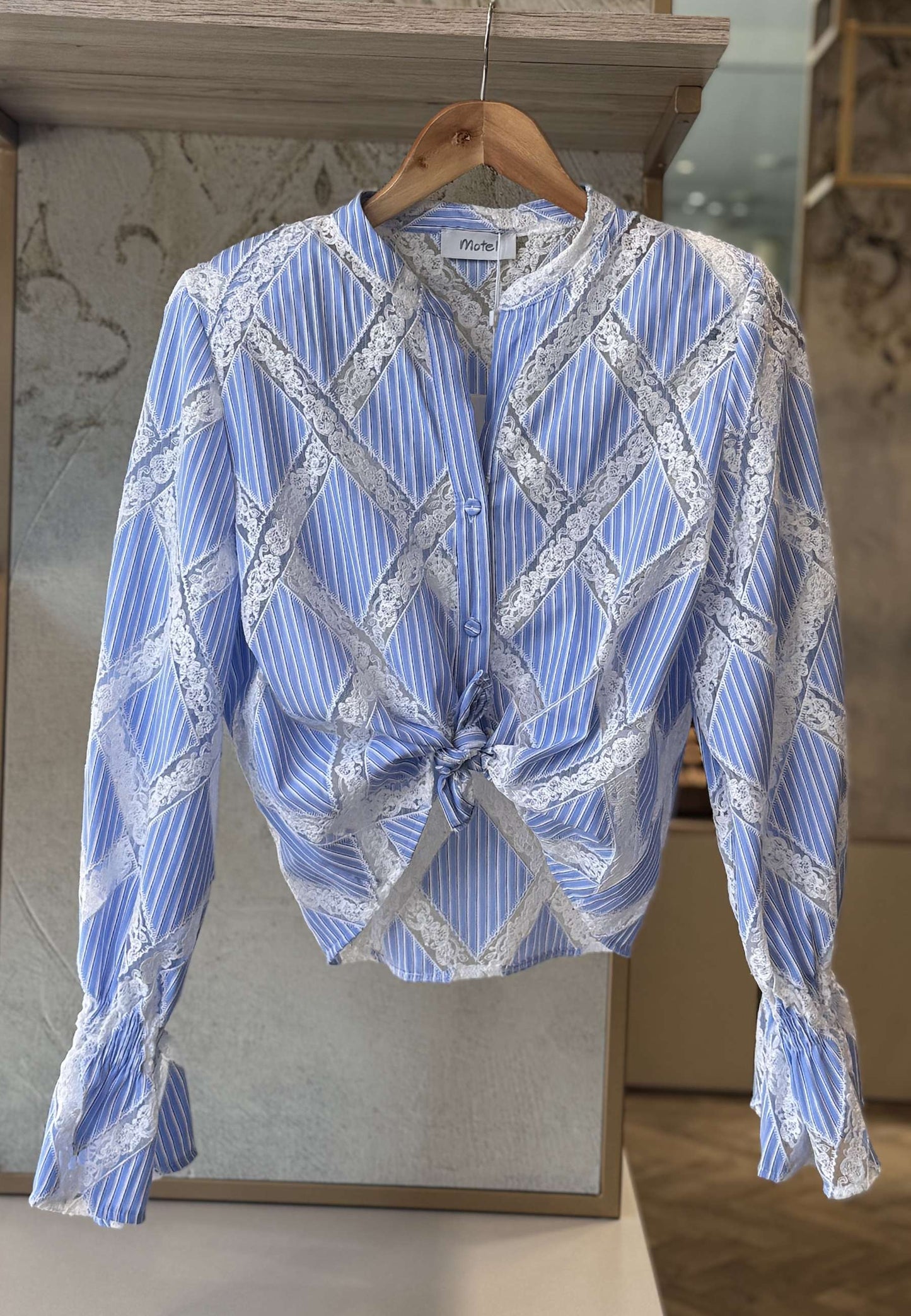 MOTEL - Camicia Pizzo Celeste