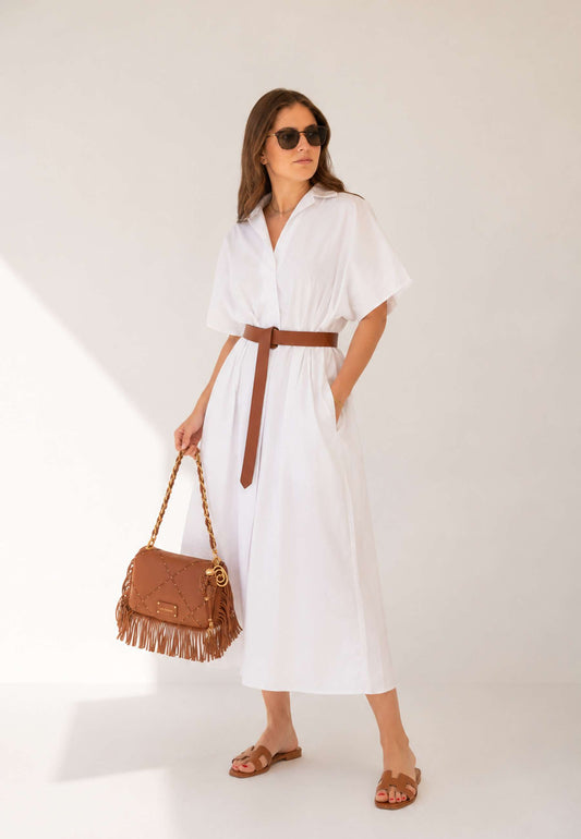 MINERVA - Abito Maxi Chemisier Bianco