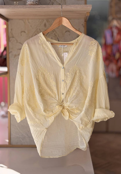 MOTEL - Camicia Con Ricamo Giallino