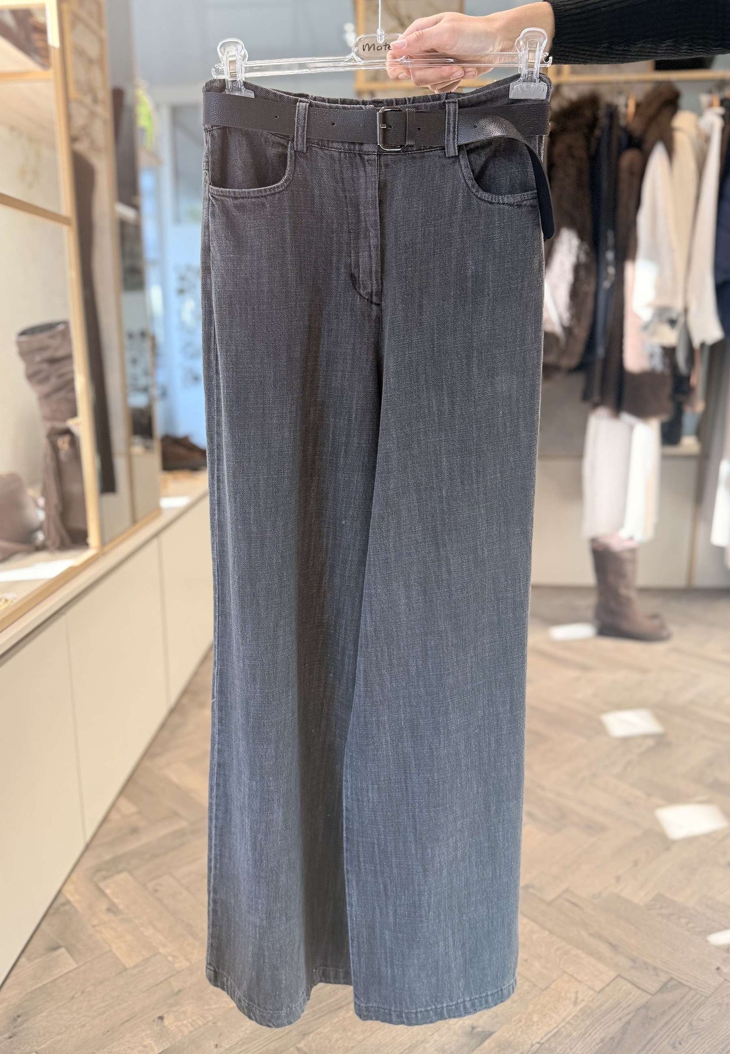 LE STREGHE - Jeans A Palazzo Grigio Scuro