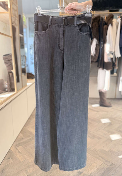 LE STREGHE - Jeans A Palazzo Grigio Scuro