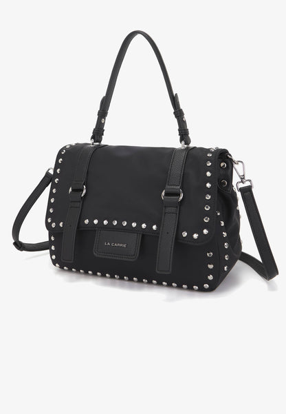 LA CARRIE - Shopping Bag Dark Nylon Borchie Nero