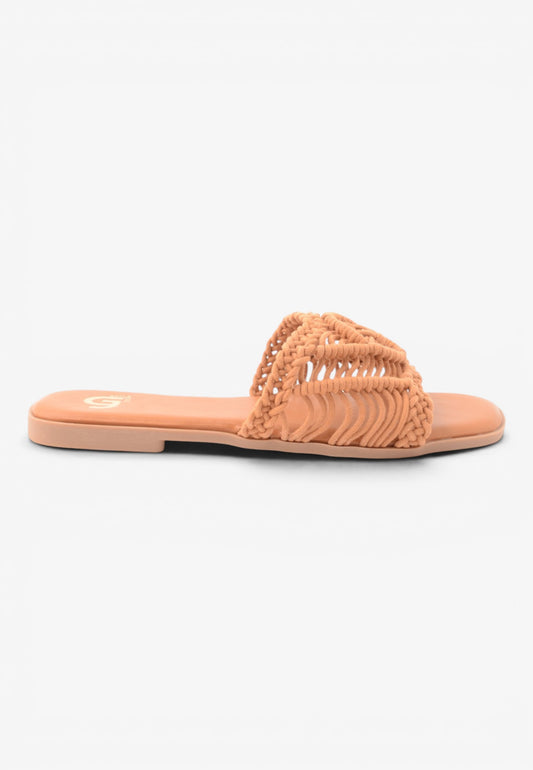GOLD&GOLD - Ciabattina Macramè Camel