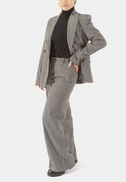 MOTEL - Grey Herringbone Palazzo Pants