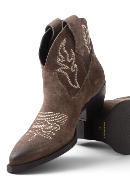 DIVINE FOLLIE - Stivaletto Texano Con Ricami Carbone