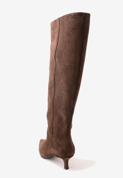 DIVINE FOLLIE - Stivale Alto Camoscio Tacco Basso Moro