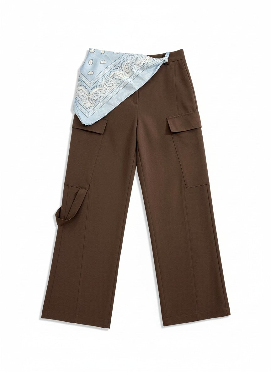 MARYLEY - Pantalone Cargo Bandana Marrone