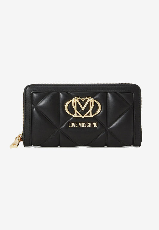LOVE MOSCHINO - Portafoglio Zip Around Embossed Nero