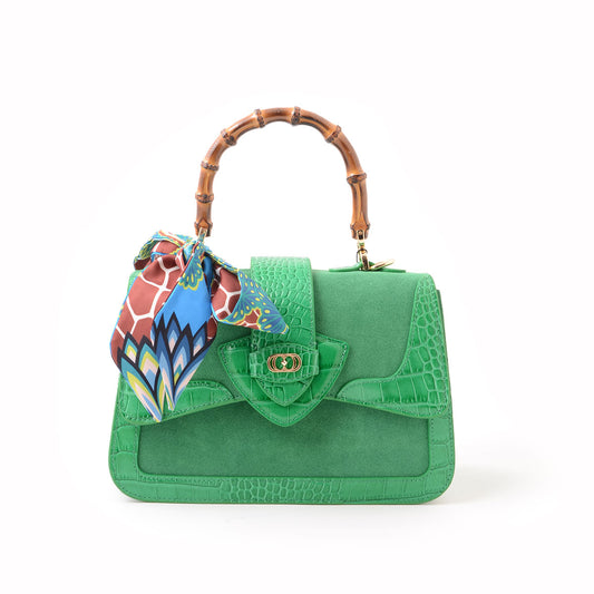 LA CARRIE - Borsa a Mano con Foulard Verde