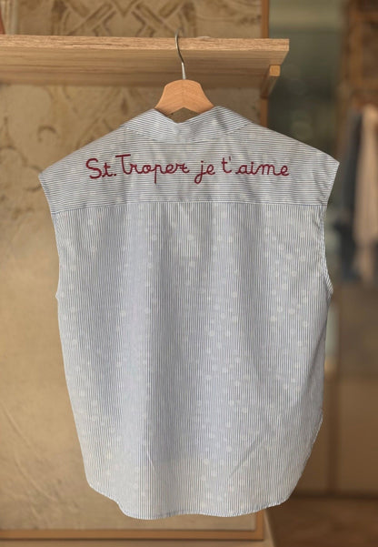 MOTEL - Camicia Smanicata Saint Tropez Celeste