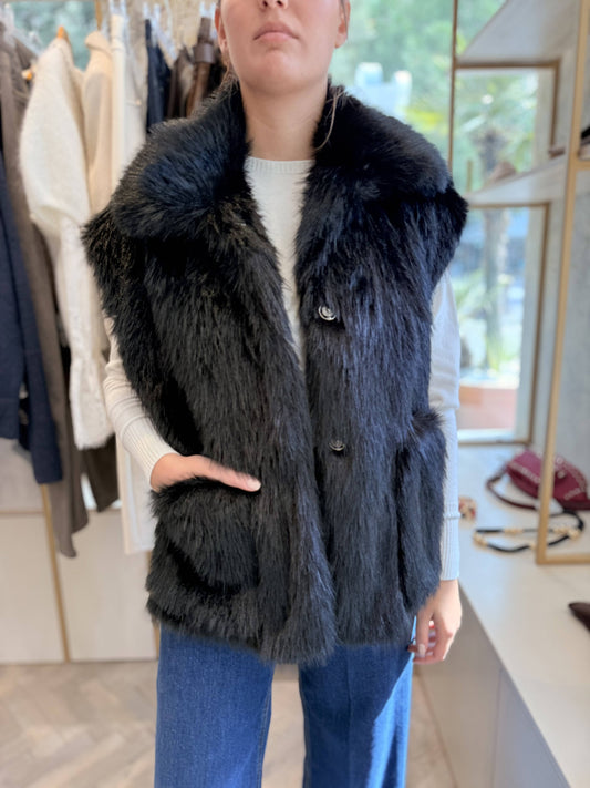 MOTEL - Gilet Over Ecopelliccia Nero