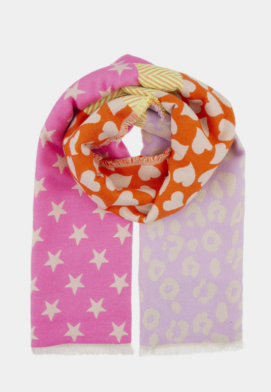 ALEX MAX - Pink Hearts and Stars Scarf