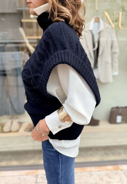 MOTEL - Gilet In Maglia Blu Navy