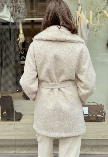 ALEX & MAX - Caban Con Cintura Panna