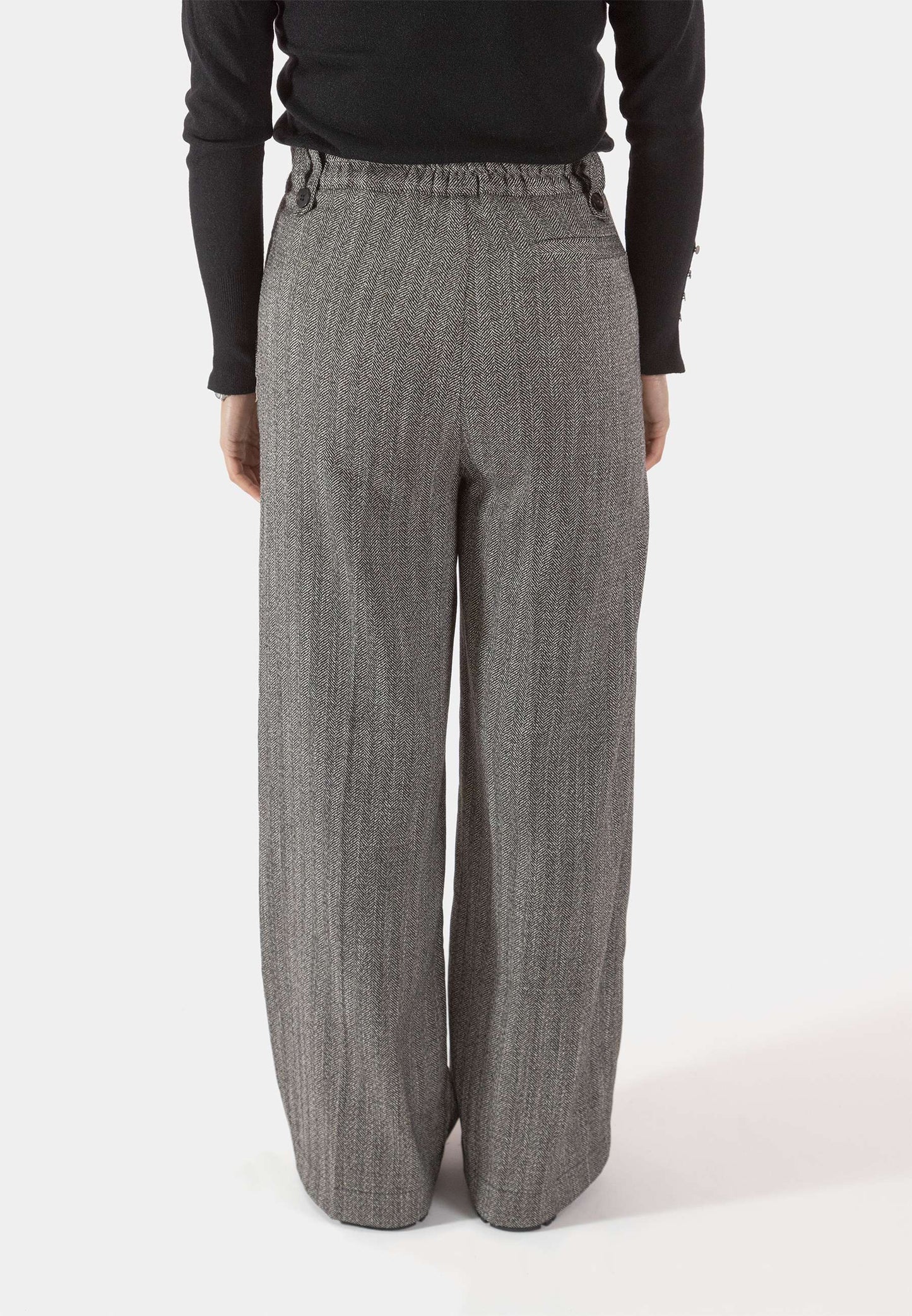 MOTEL - Grey Herringbone Palazzo Pants