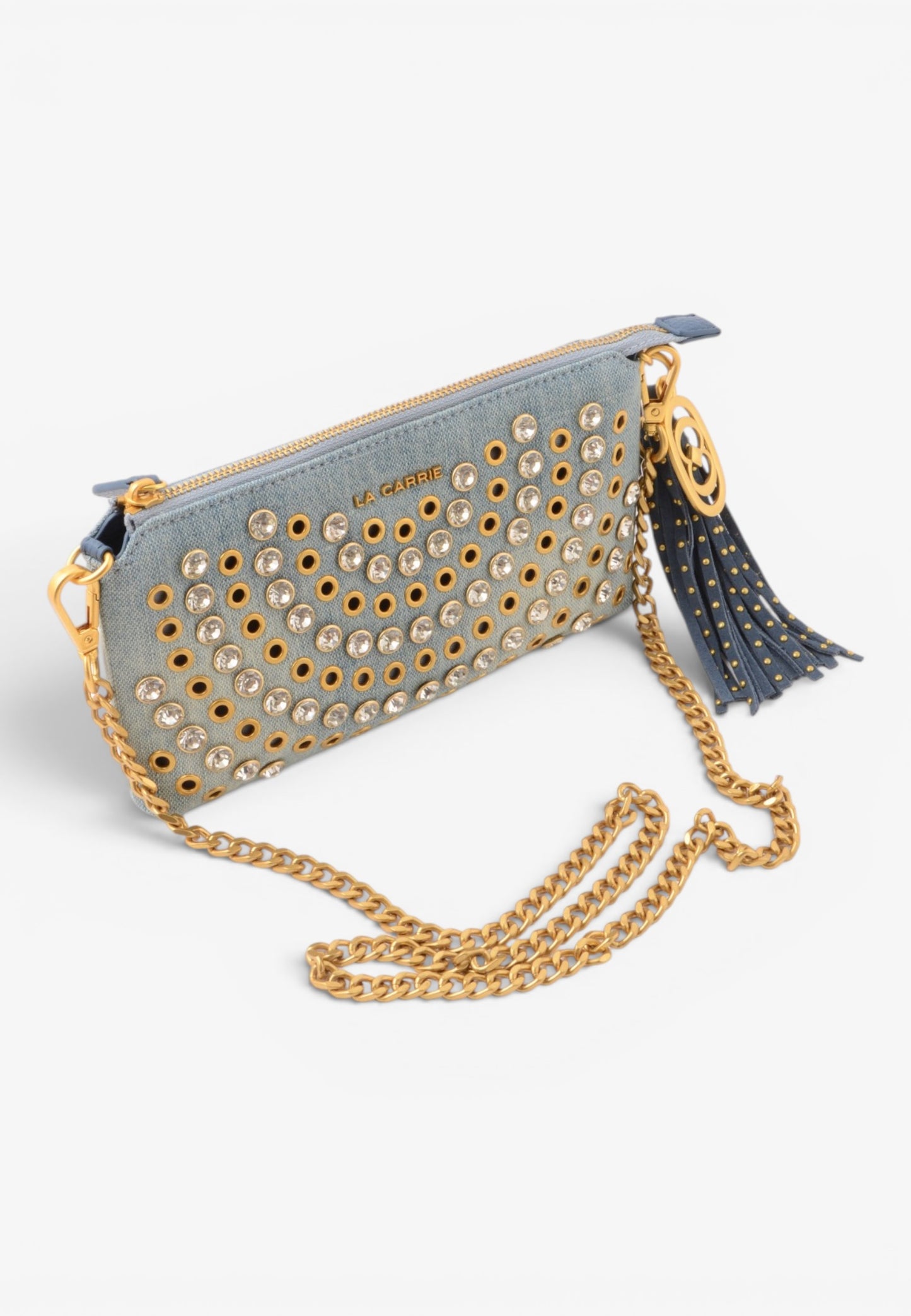 LA CARRIE - Portafoglio Pochette Strass Andromeda CANVAS Jeans