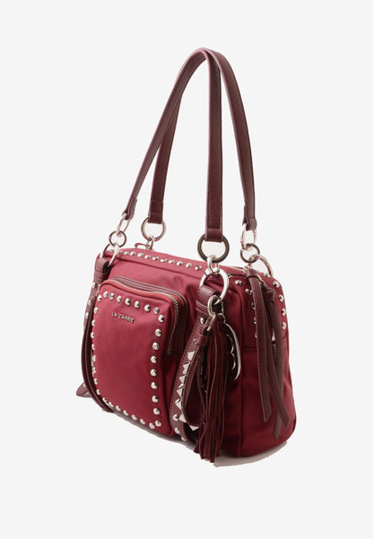 LA CARRIE - Borsa A Spalla Dark Nylon Borchie Cherry