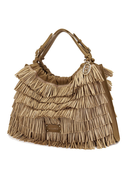 LA CARRIE - Shopping Bag In Raffia Marrone