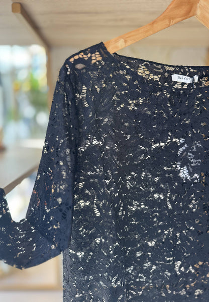 SUSY STAR CURVY - Maglia In Pizzo Nero