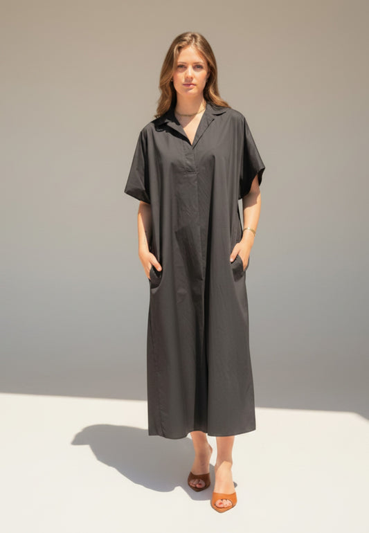 MINERVA - Abito Camicia Lungo Nero