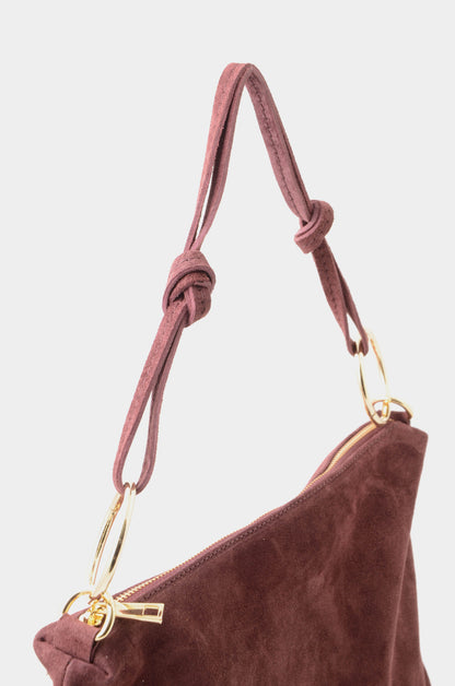 NUNZIA - Borsa A Spalla Camoscio Burgundy