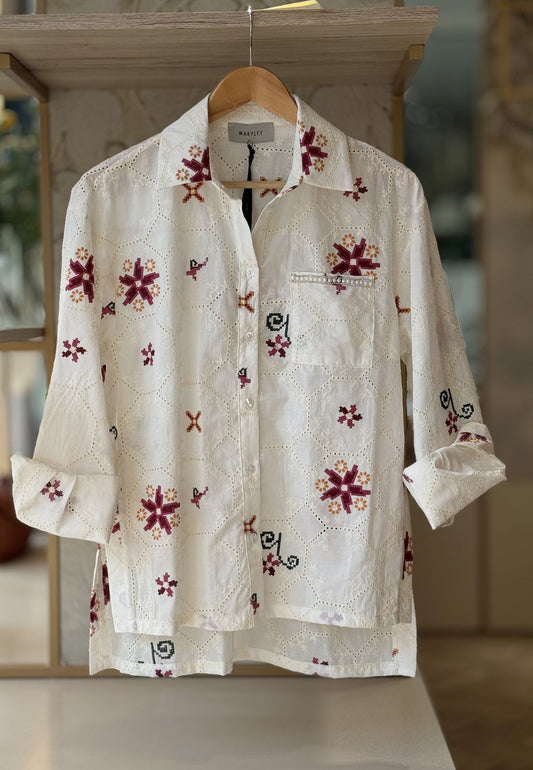 MARYLEY - Camicia Fantasia Sangallo