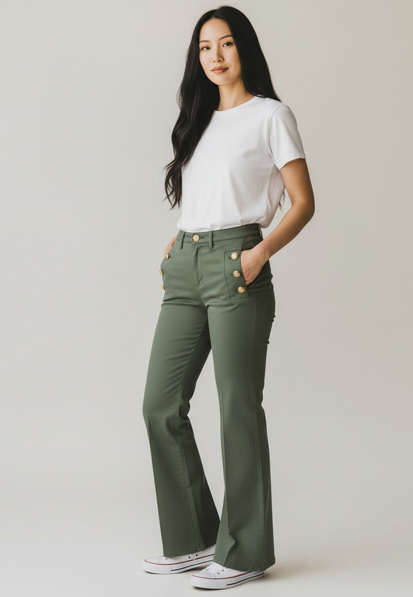MARYLEY - Pantalone Bottoni Oro Militare