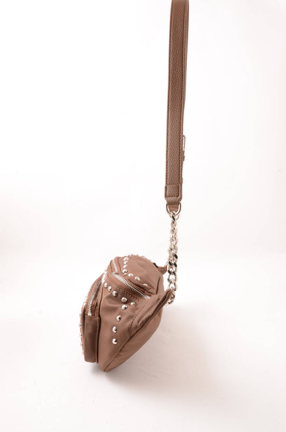 LA CARRIE - Marsupio Dark Nylon Borchie Mocha