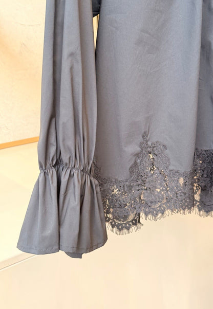 MINERVA - T-shrit Manica Lunga Pizzo Nero