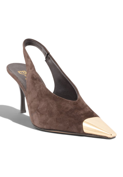 DIVINE FOLLIE - Slingback Scamosciate con Tacco Stiletto Moro