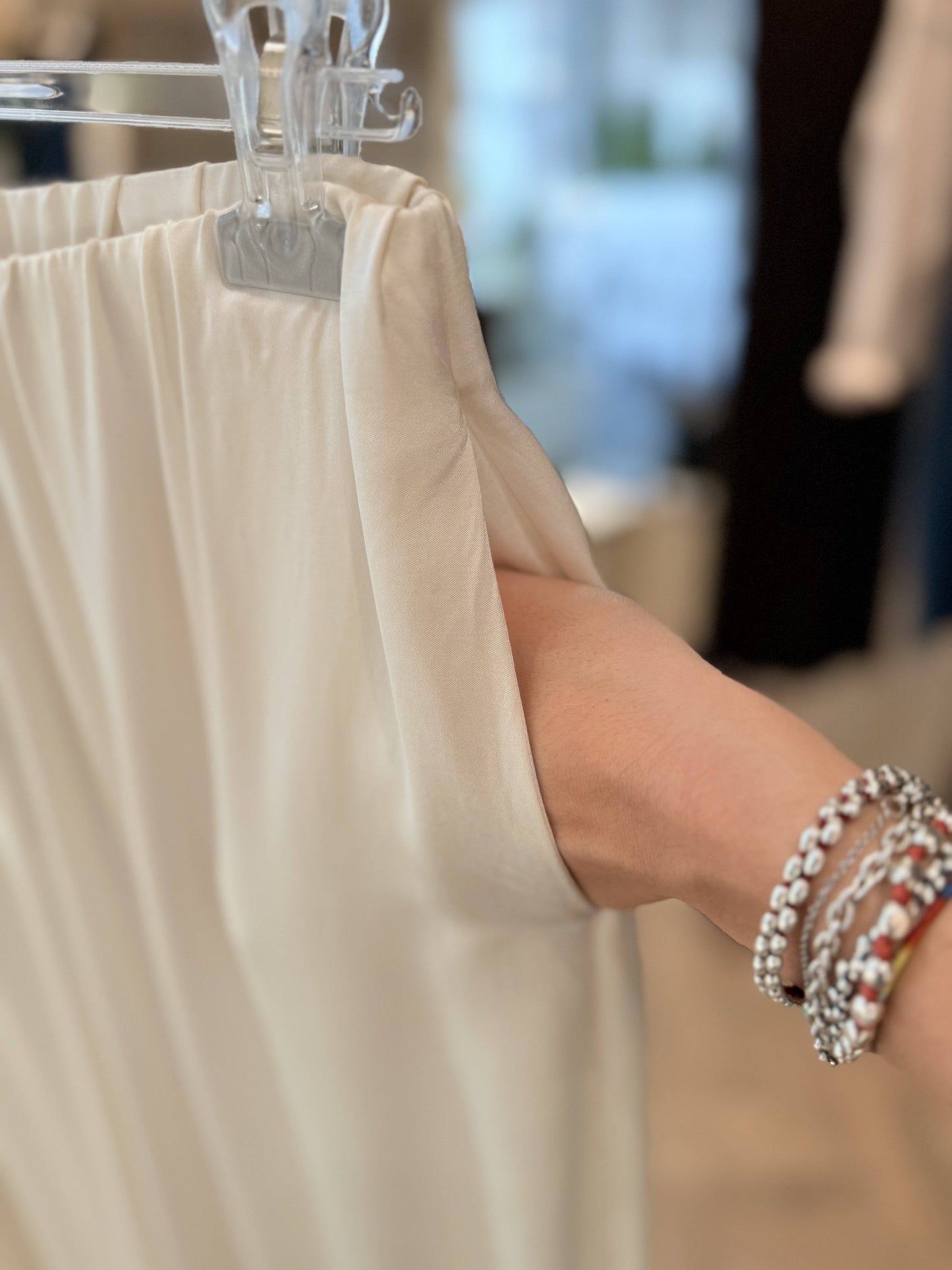 MOTEL - Pantalone A Palazzo In Viscosa Avorio