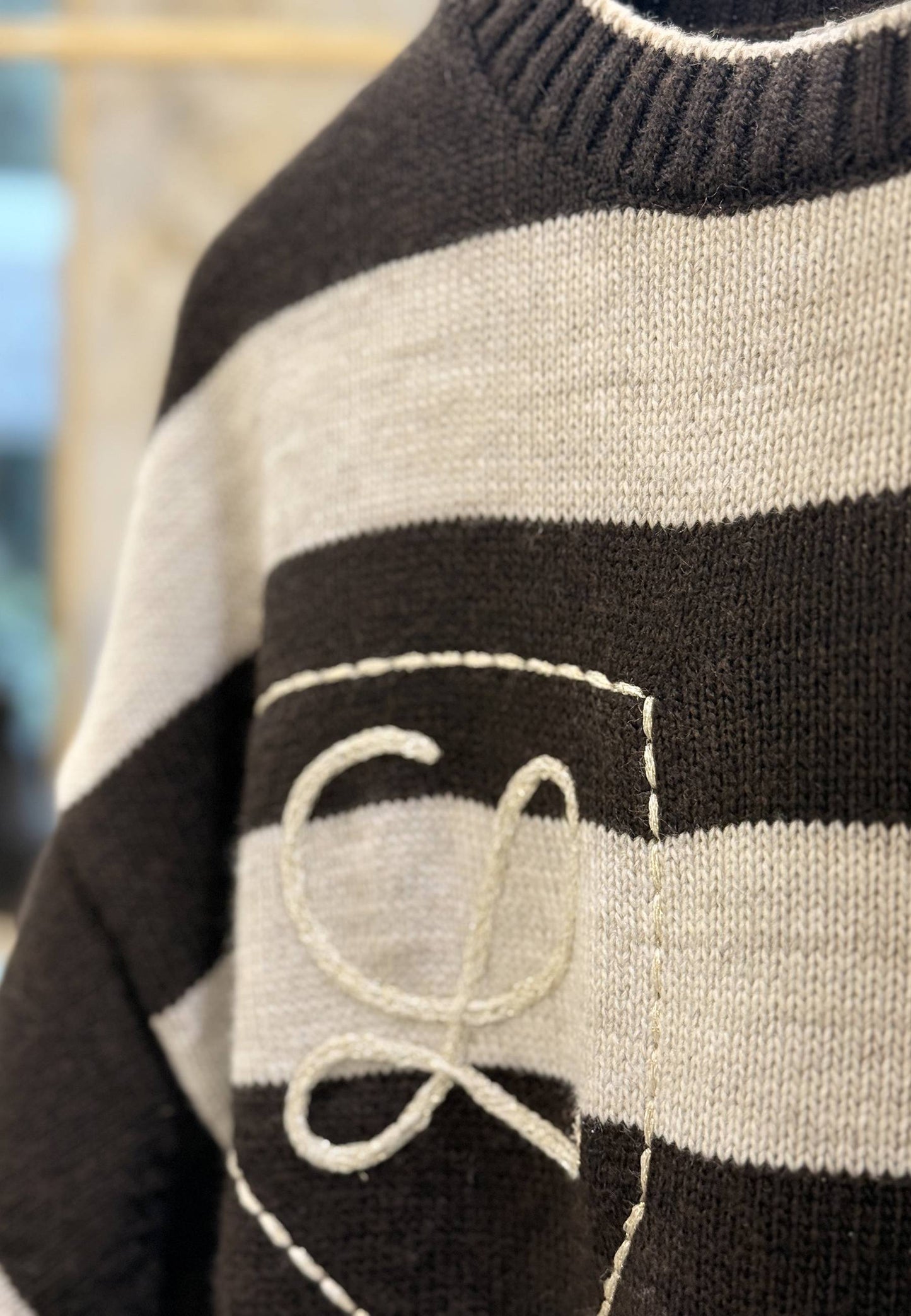 MOTEL - Pullover A Righe Marrone