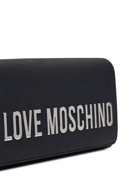 LOVE MOSCHINO - Borsetta A Tracolla Lettering Soft Touch Nero Argento