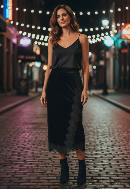 MOTEL - Gonna In Velluto Lingerie Nero