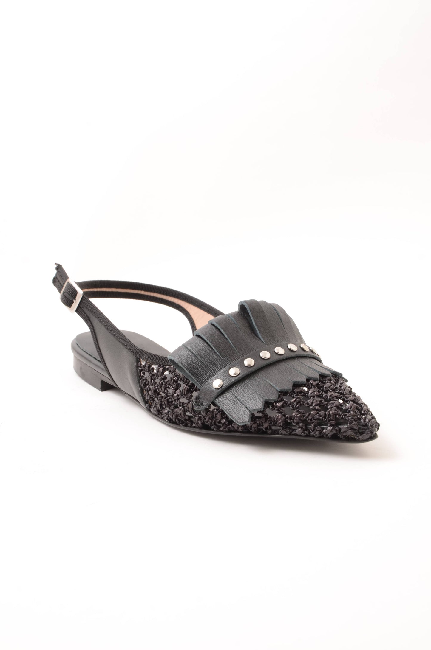 DIVINE FOLLIE - Slingback Raffia Nero