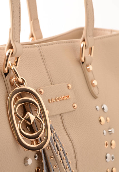 LA CARRIE - Shopping Bag Explosion Vera Pelle Sand