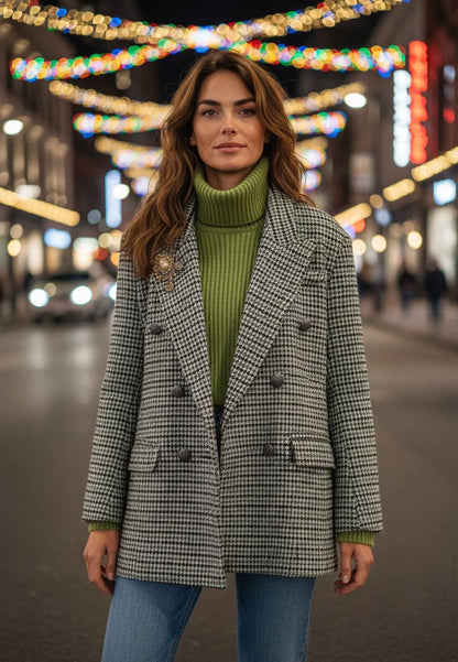 MOTEL - Blazer Pied De Poul E Spilla Verde Marrone