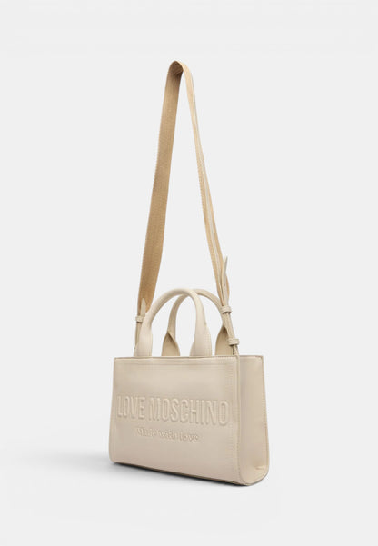 LOVE MOSCHINO - Borsa A Mano Signature Avorio