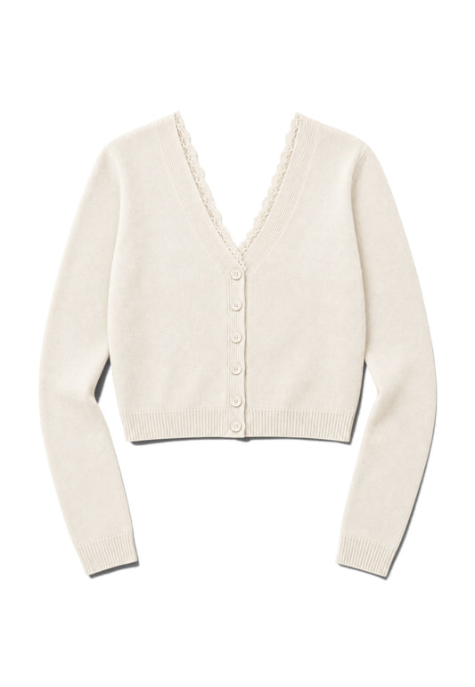 MOTEL - Cardigan Bottone Fronte e Retro Ecru