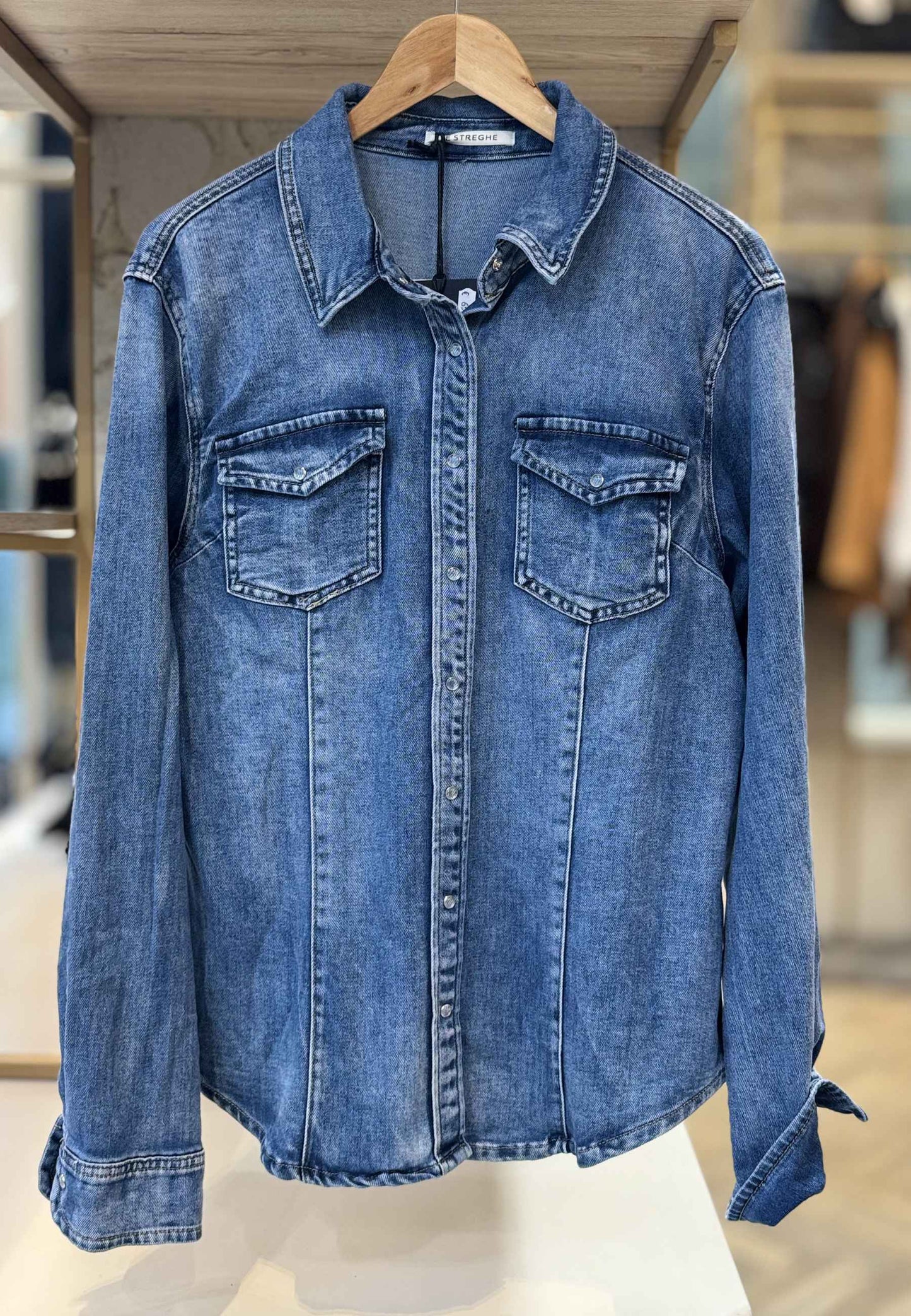 LE STREGHE - Camicia In Jeans Blu