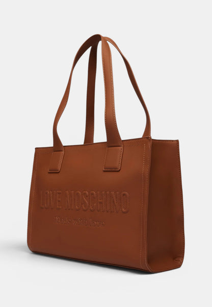 LOVE MOSCHINO - Shopping Bag Signature Cuoio