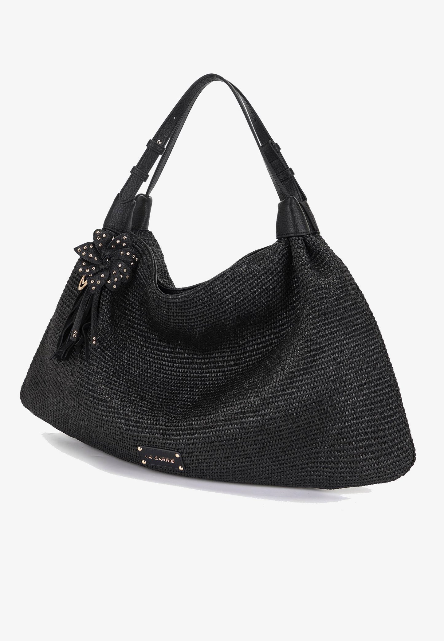 LA CARRIE - Shopping Bag Soft In Raffia Nero