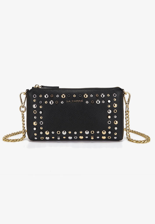 LA CARRIE - Pochette Portafoglio Borchie Nero