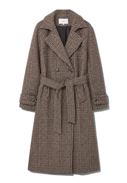 MOTEL - Cappotto Trench Scozzese Ricamo Marrone