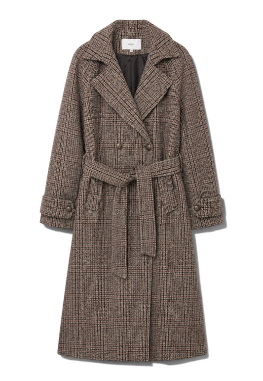 MOTEL - Cappotto Trench Scozzese Ricamo Marrone