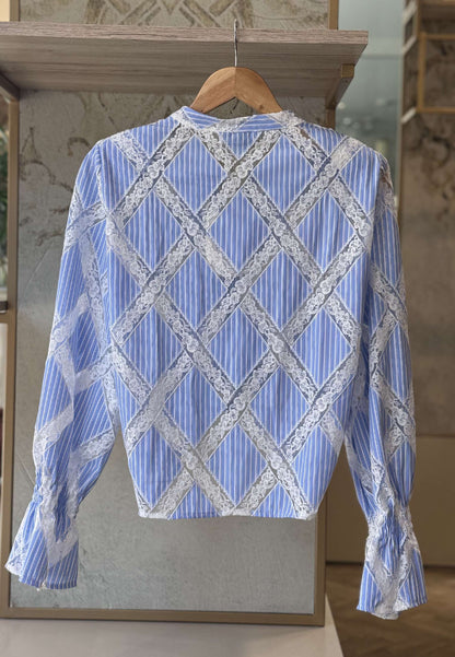 MOTEL - Camicia Pizzo Celeste