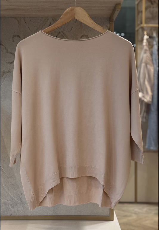 SUSY STAR CURVY - Maglia Fluida Girocollo Rosa Cipria